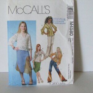 Girls skirt pants top sewing pattern McCall's Girls Plus shirt blouse teen tween